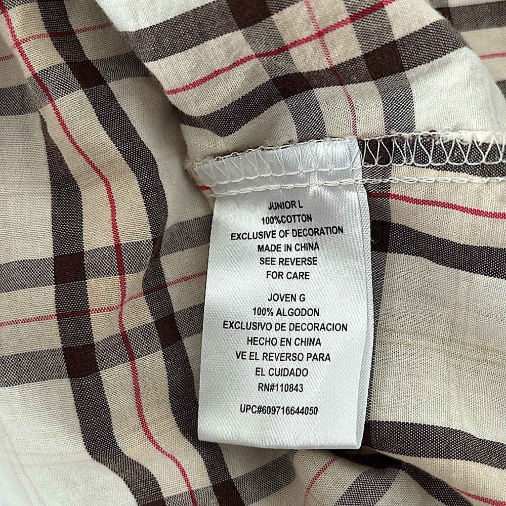 L.e.i. Sundresses by Taylor Swift Cream Checkered Short Sleeve Dress **Size L** - Picture 6 of 8